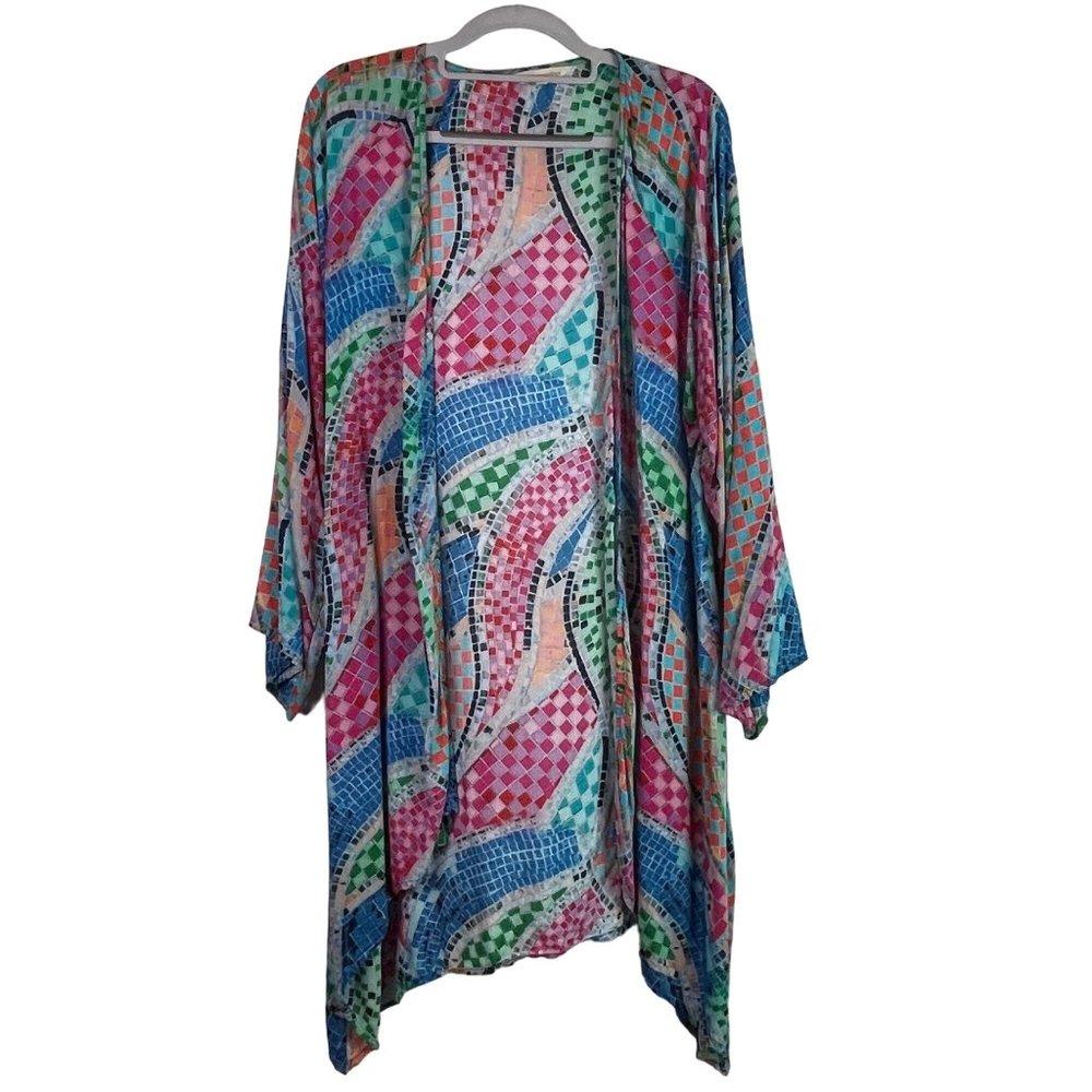Soft‎ Surroundings Kimono Mosaic Tile Kaleidoscope Print Size L XL